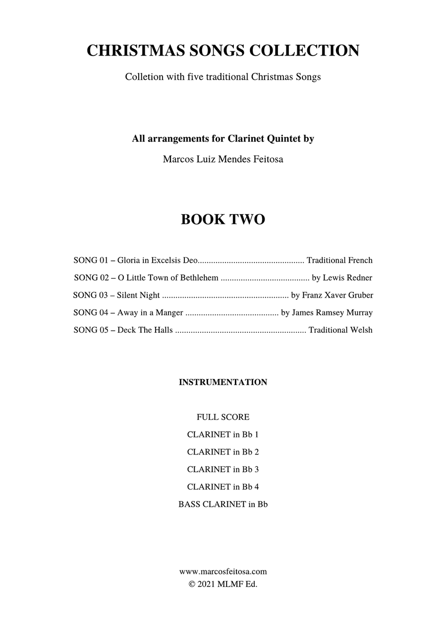 Christmas Song Collection (for Clarinet Quintet) - BOOK TWO Clarinet Quintet scores gallery preview page 2