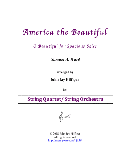America the Beautiful for String Quartet/ String Orchestra image number null
