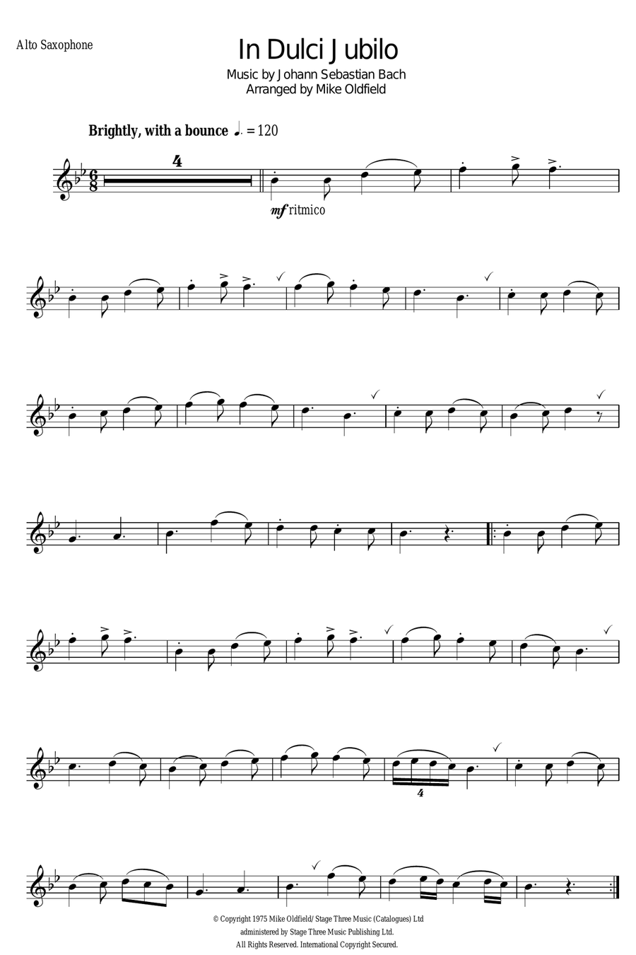 In Dulci Jubilo Alto Saxophone scores gallery preview page 1