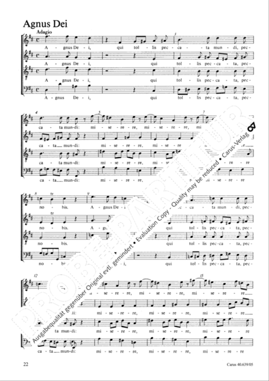 Mass in D Major (Missa in D) 4-Part scores gallery preview page 23