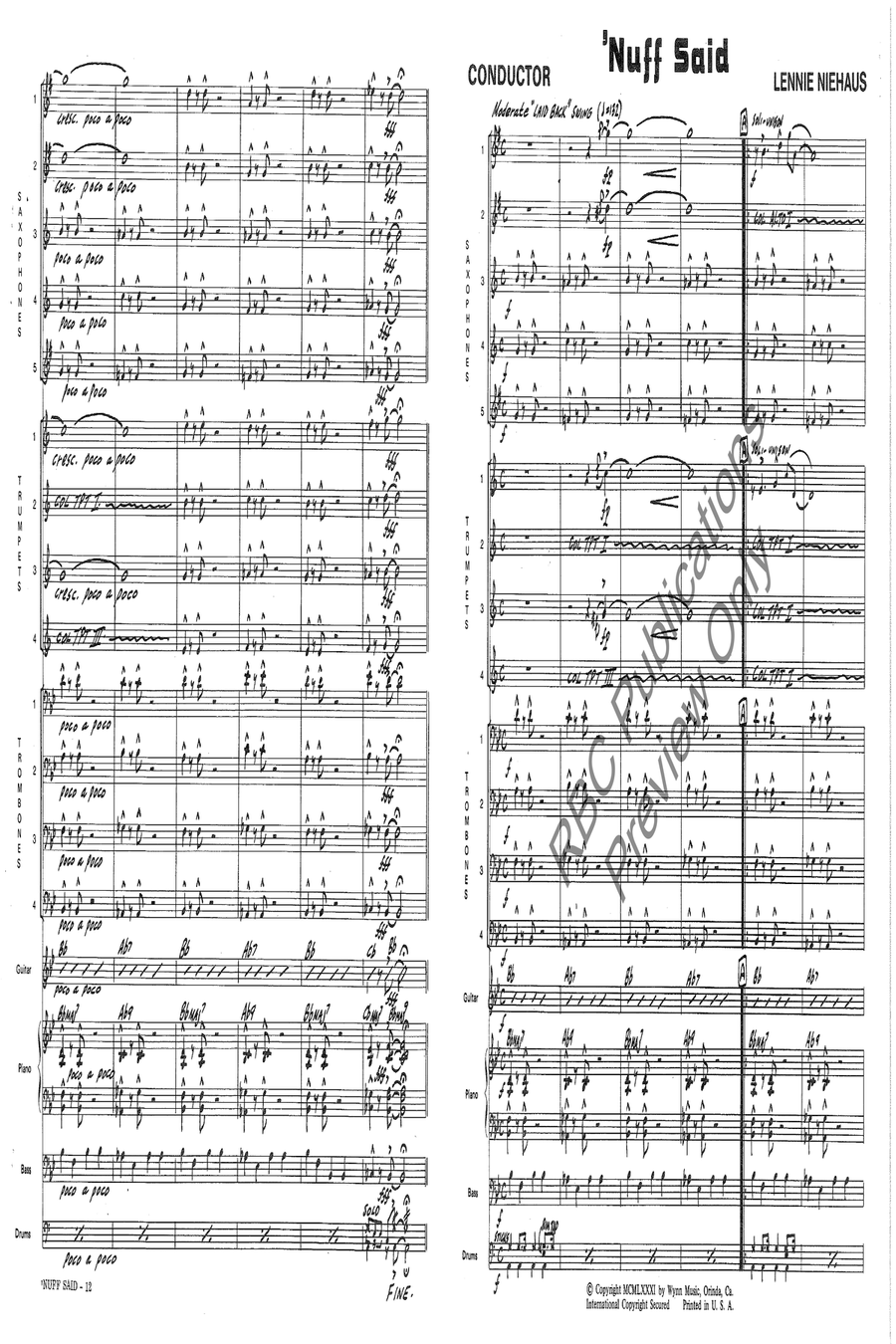 Nuff Said (Score) Jazz Ensemble scores gallery preview page 3