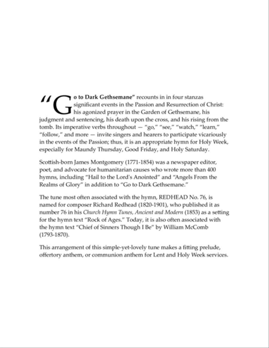 Go to Dark Gethsemane (aka 