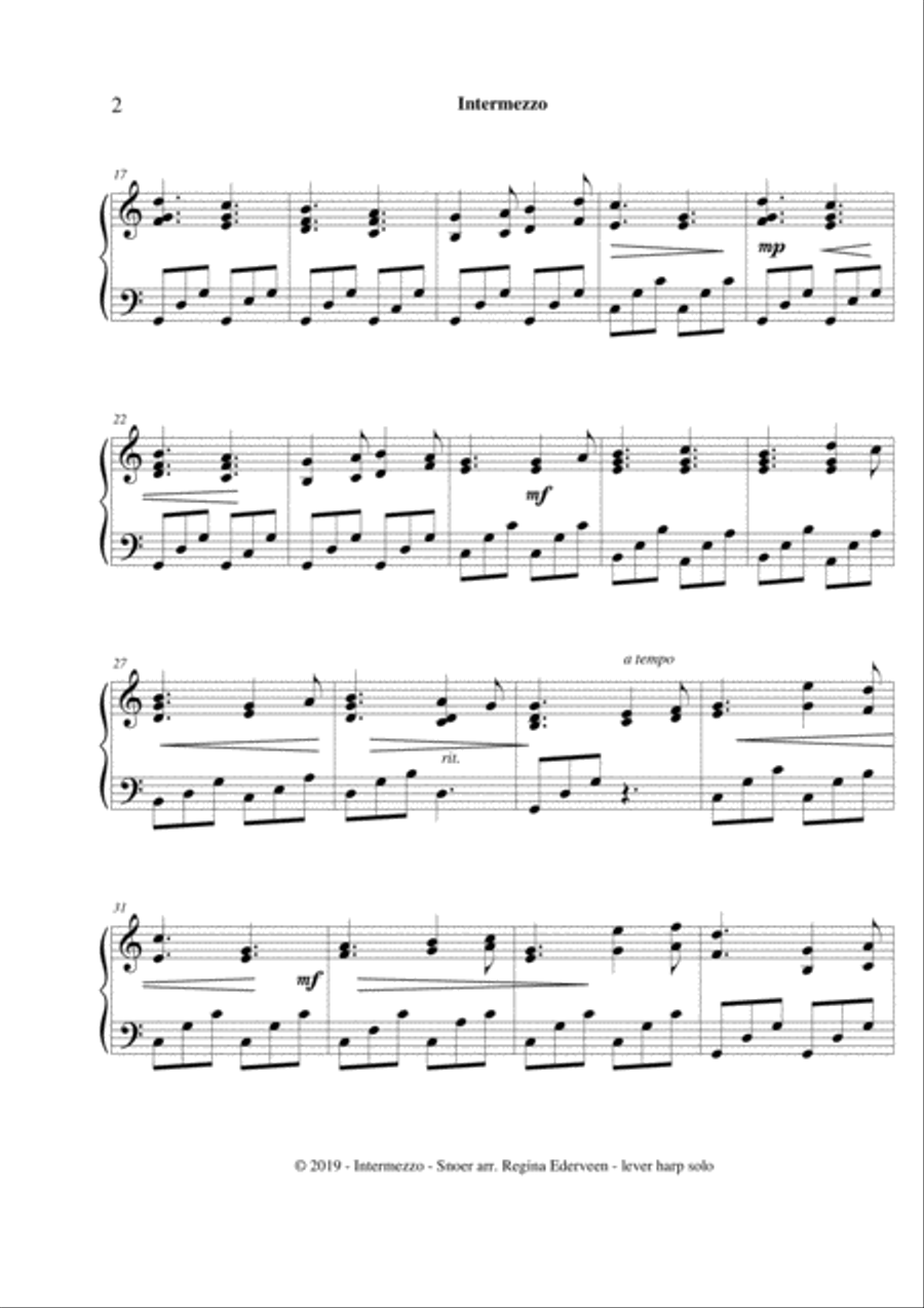 Intermezzo - folk harp solo Celtic Harp scores gallery preview page 2