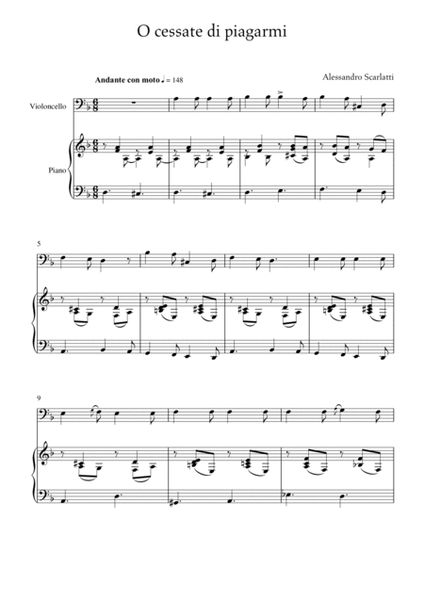 Alessandro Scarlatti - O cessate di piagarmi (Piano and Cello) image number null