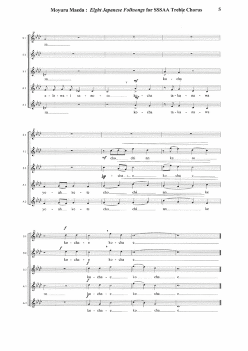 Moyuru Maeda: 8 Japanese Folksongs for SSAAA treble chorus image number null