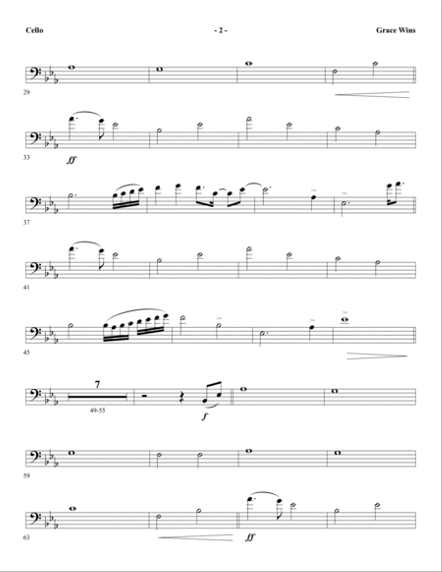 Grace Wins - Cello Choir scores gallery preview page 2