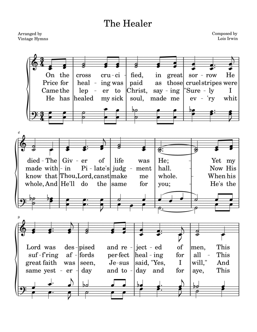 The Healer • Vintage Hymn • Easter Piano, Vocal, Guitar scores gallery preview page 1