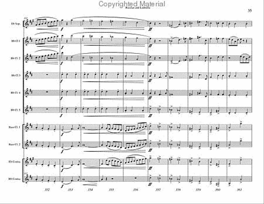 Russlan and Ludmilla Overture Clarinet Choir scores gallery preview page 36
