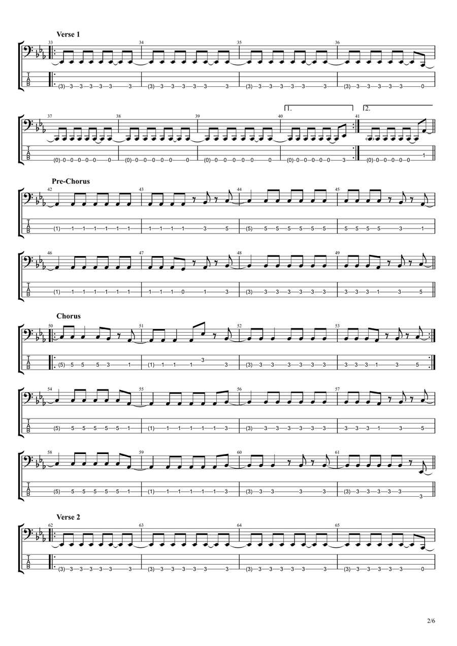 Hearts Burst Into Fire Guitar Tablature scores gallery preview page 2