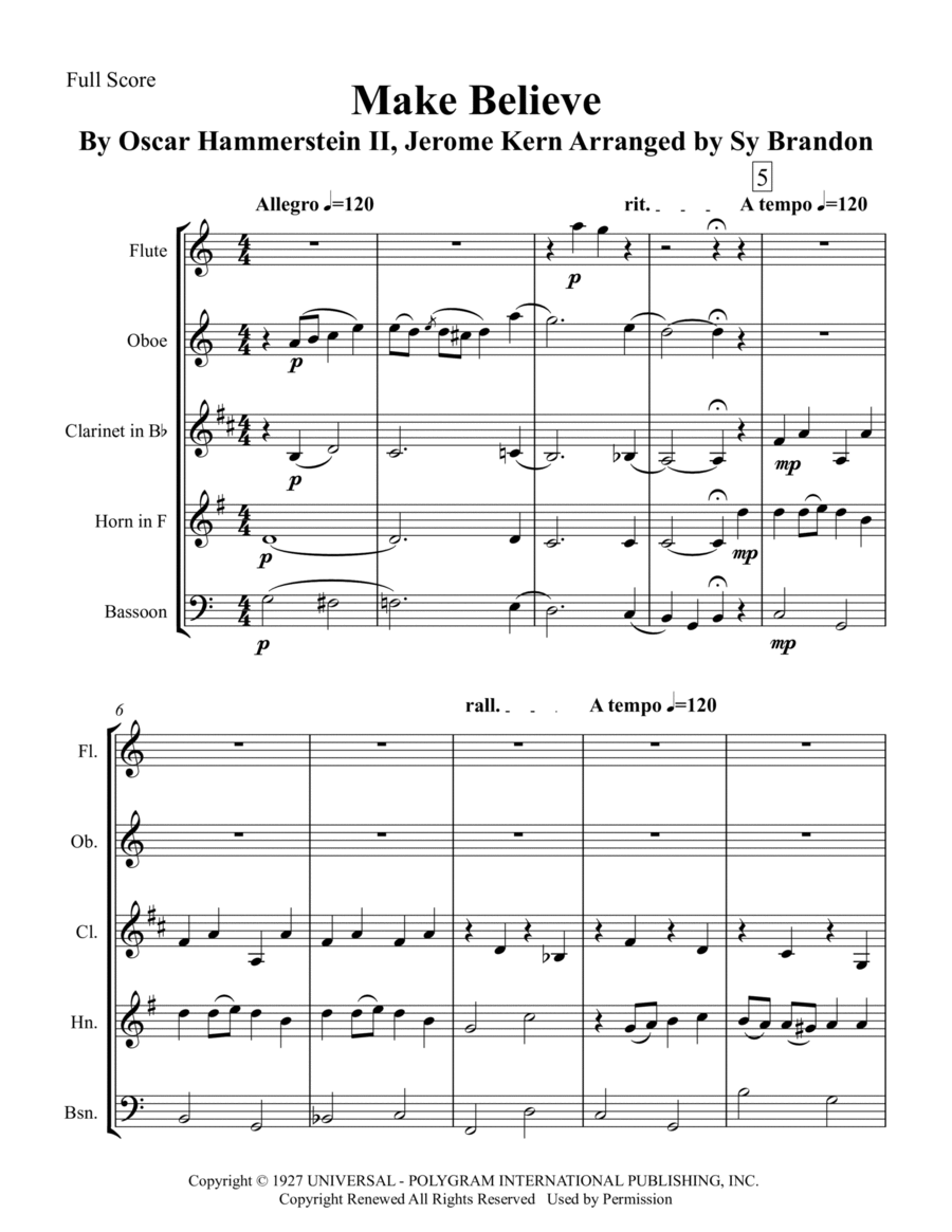 Make Believe Woodwind Quintet scores gallery preview page 1