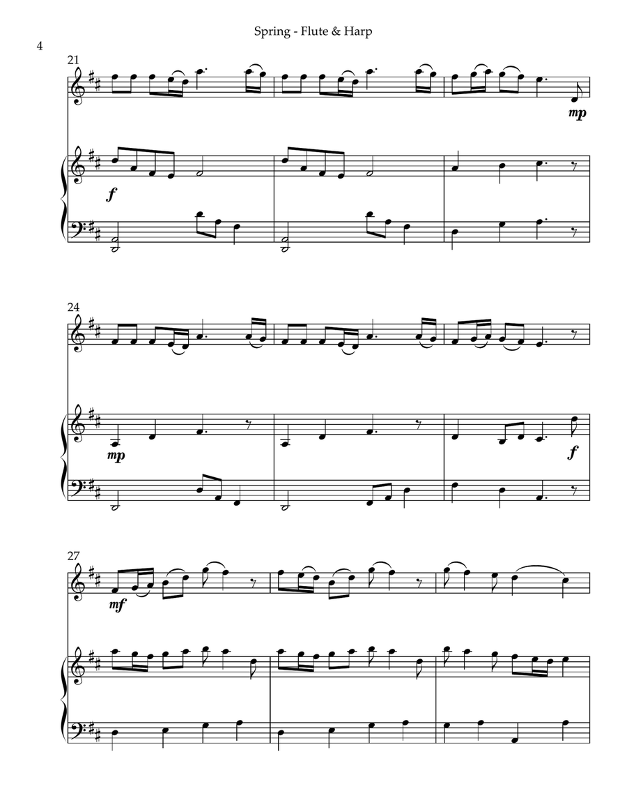 Spring (La Primavera), Duet for Flute & Harp Flute scores gallery preview page 4