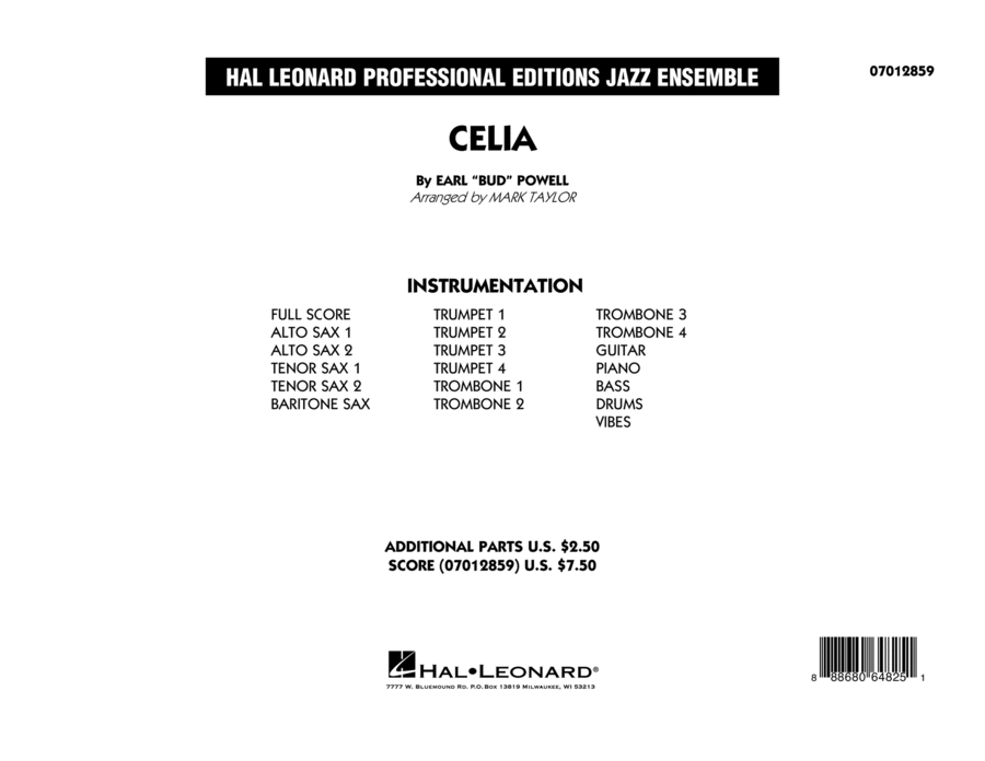Celia - Conductor Score (Full Score) Jazz Ensemble scores gallery preview page 1