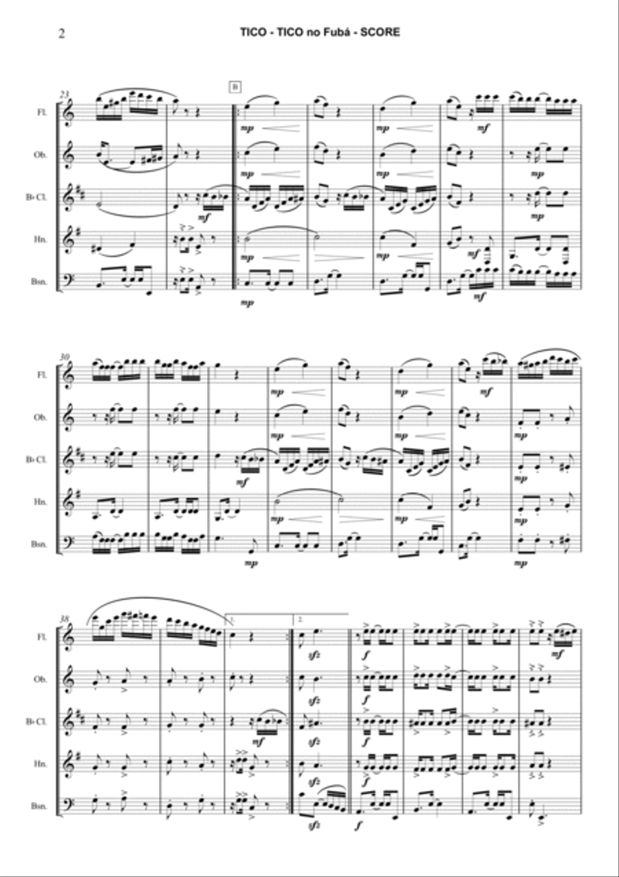 Tico Tico no Fubá Tico Tico no Fubá Woodwind Quintet scores gallery preview page 2