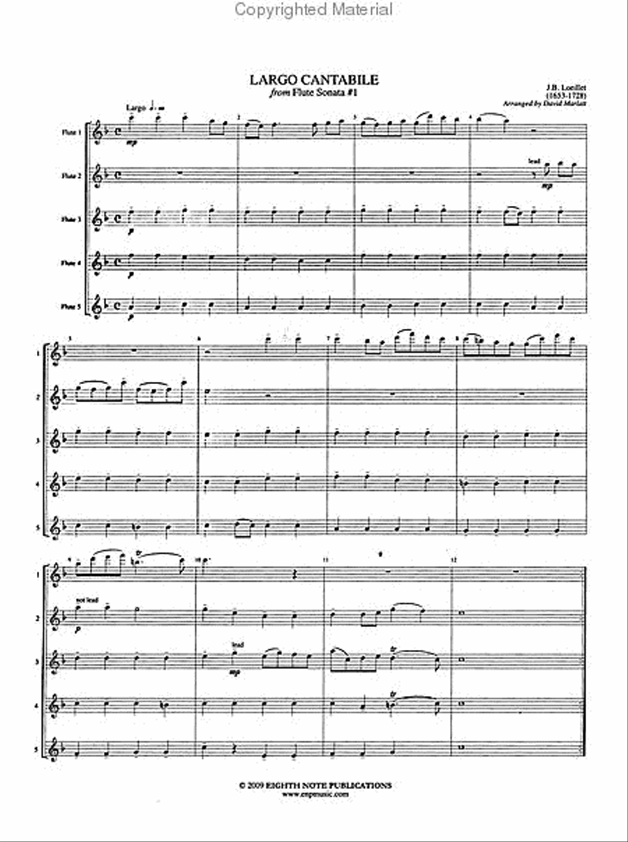 Largo Cantabile (from Flute Sonata #1) Small Ensemble scores gallery preview page 2