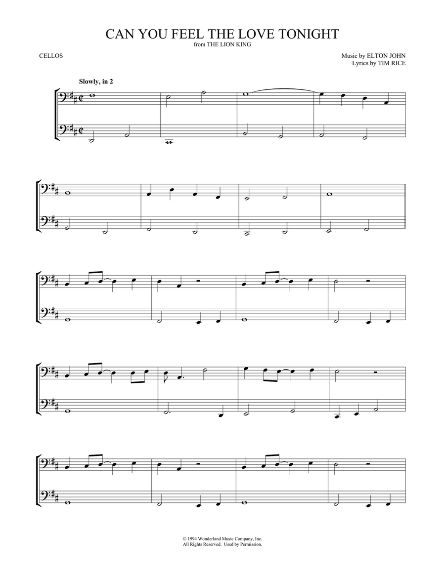 Can You Feel the Love Tonight (from The Lion King) String Duet scores gallery preview page 1