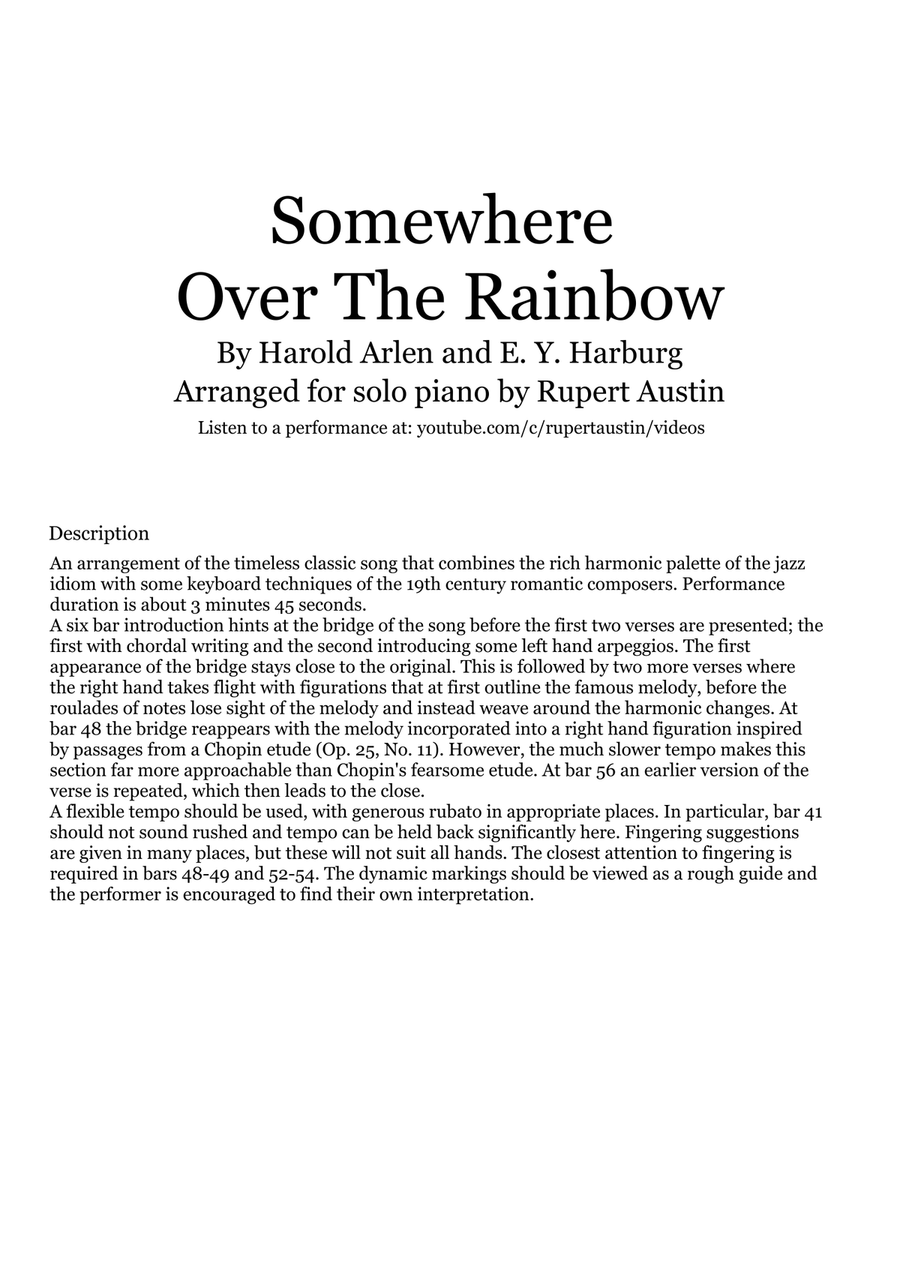 Over The Rainbow Piano Solo scores gallery preview page 1