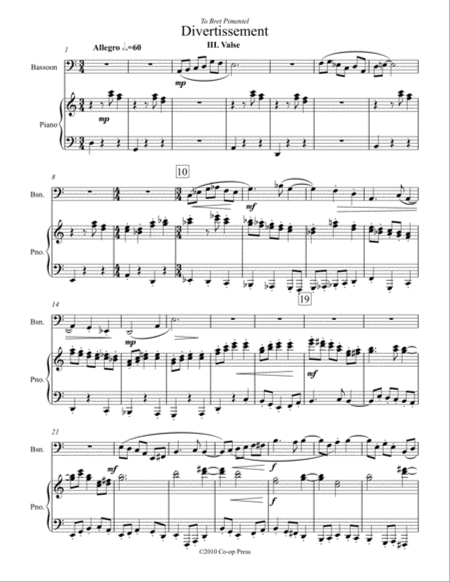 Valse for Bassoon and Piano Bassoon Solo scores gallery preview page 1