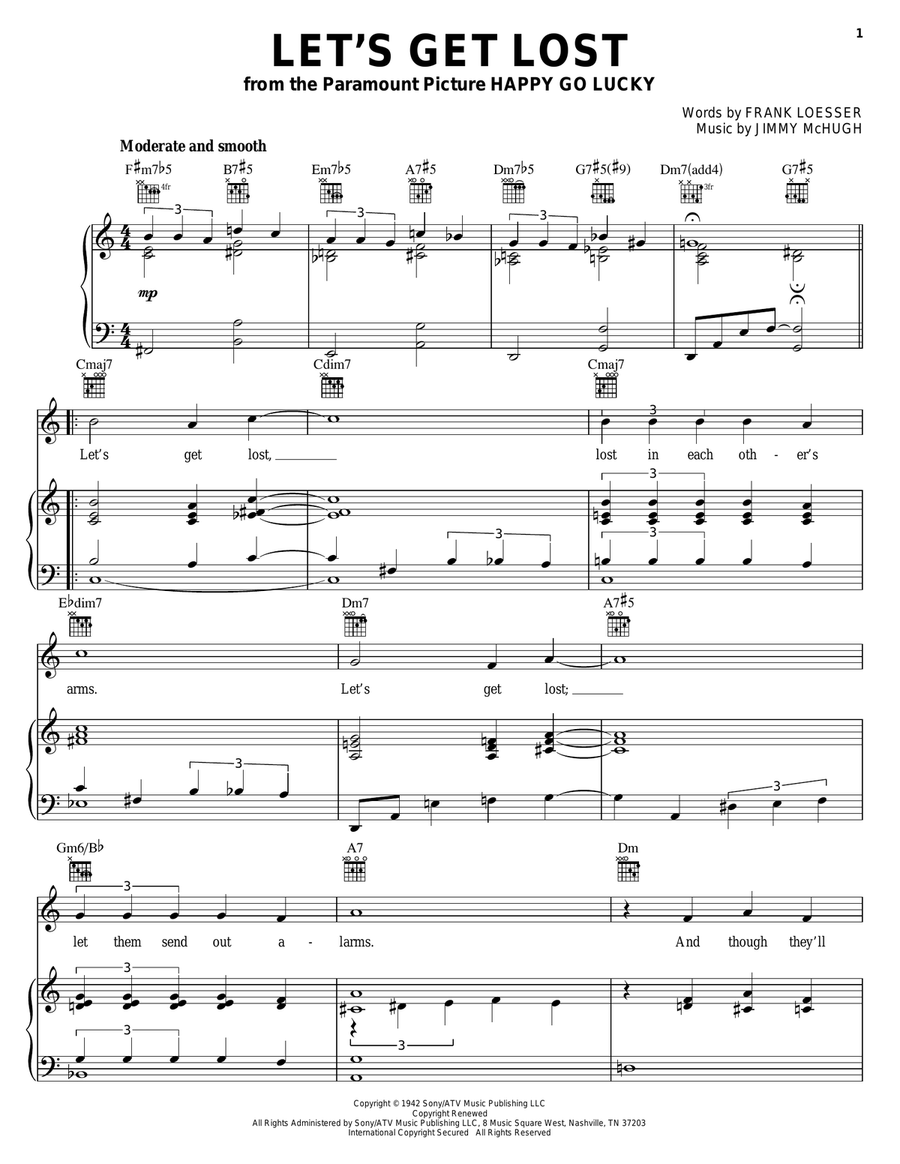 Let's Get Lost Piano, Vocal, Guitar scores gallery preview page 1
