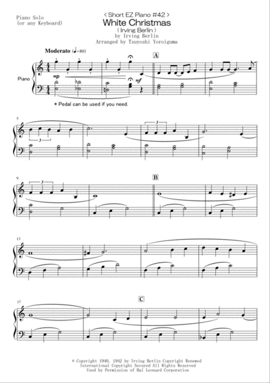 White Christmas White Christmas Easy Piano scores gallery preview page 1