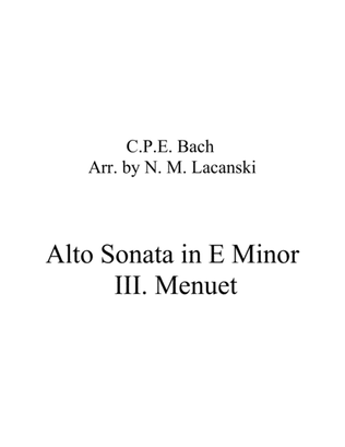 Book cover for Sonata in E Minor for Alto and String Quartet III. Menuet
