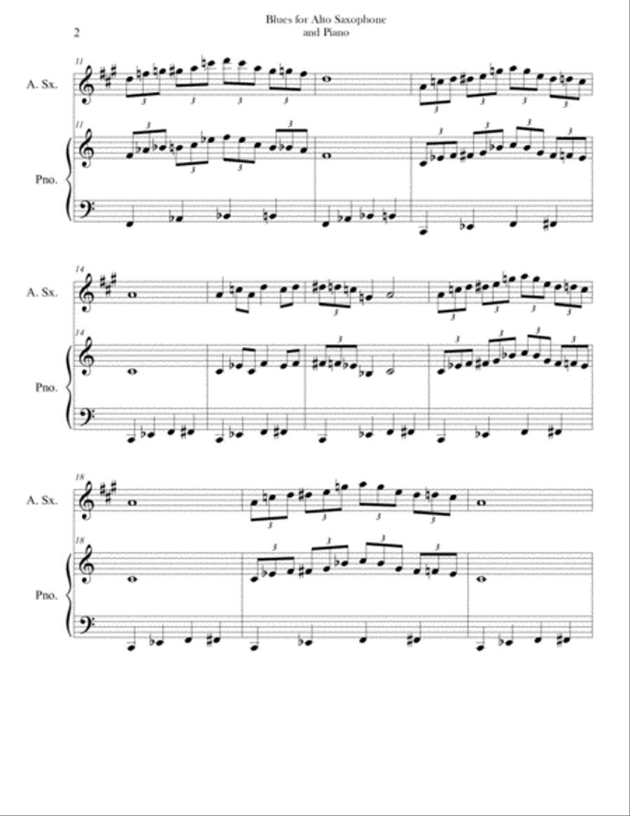Blues for Saxophone & Piano Alto Saxophone scores gallery preview page 2