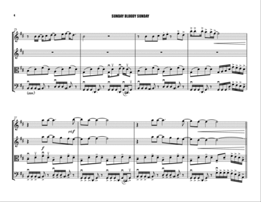 Sunday Bloody Sunday String Quartet scores gallery preview page 4