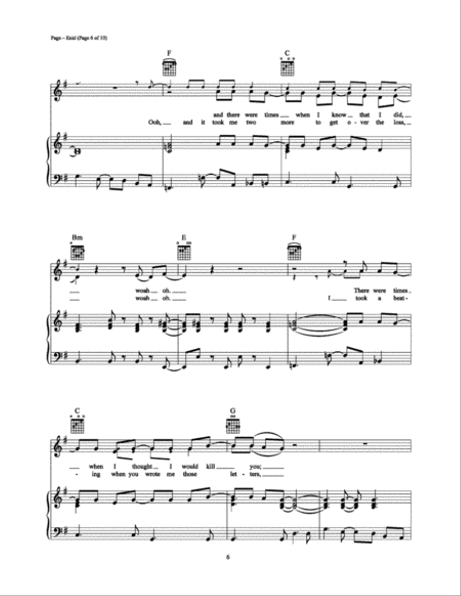 Enid Piano, Vocal, Guitar scores gallery preview page 6
