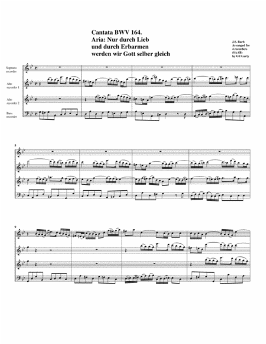 Aria: Nur durch Lieb und durch Erbarmen werden wir Gott selber gleich from cantata BWV 164 (arrangem