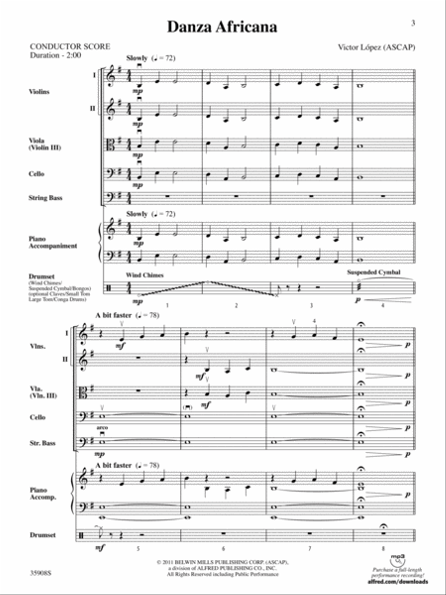 Danza Africana: Score String Orchestra scores gallery preview page 3
