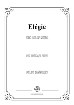 Book cover for Massenet-Elégie in c sharp minor,for Voice and Piano