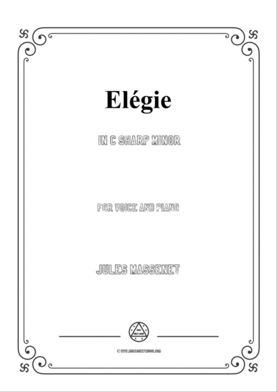 Book cover for Massenet-Elégie in c sharp minor,for Voice and Piano