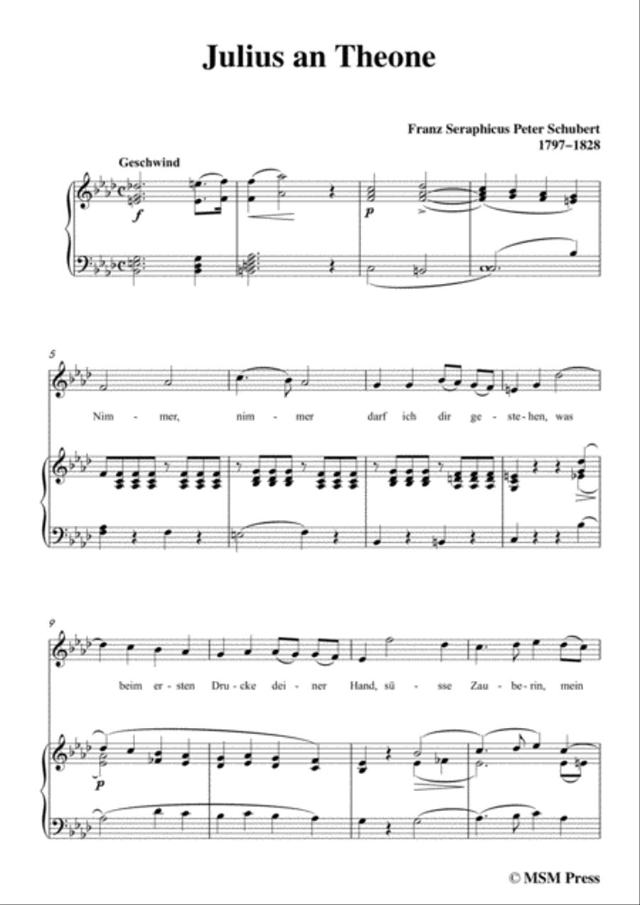 Schubert-Julius an Theone,in f minor,for Voice&Piano Voice scores gallery preview page 3