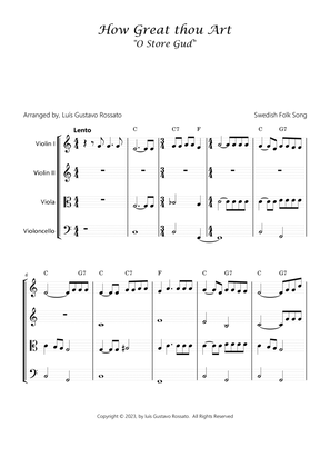 How Great Thou Art (O Store Gud) - Strings Quartet - Key of C
