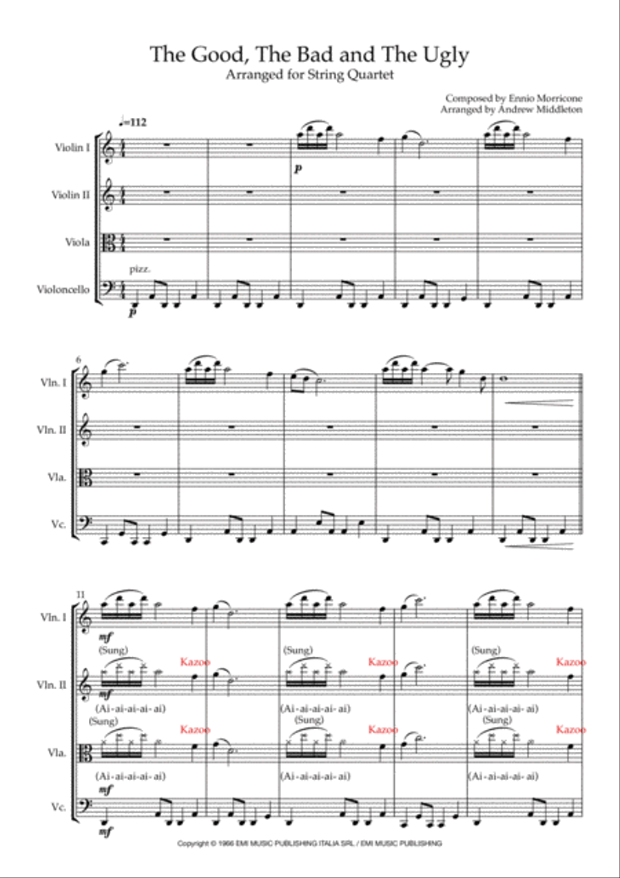 The Ecstasy Of Gold String Quartet scores gallery preview page 3