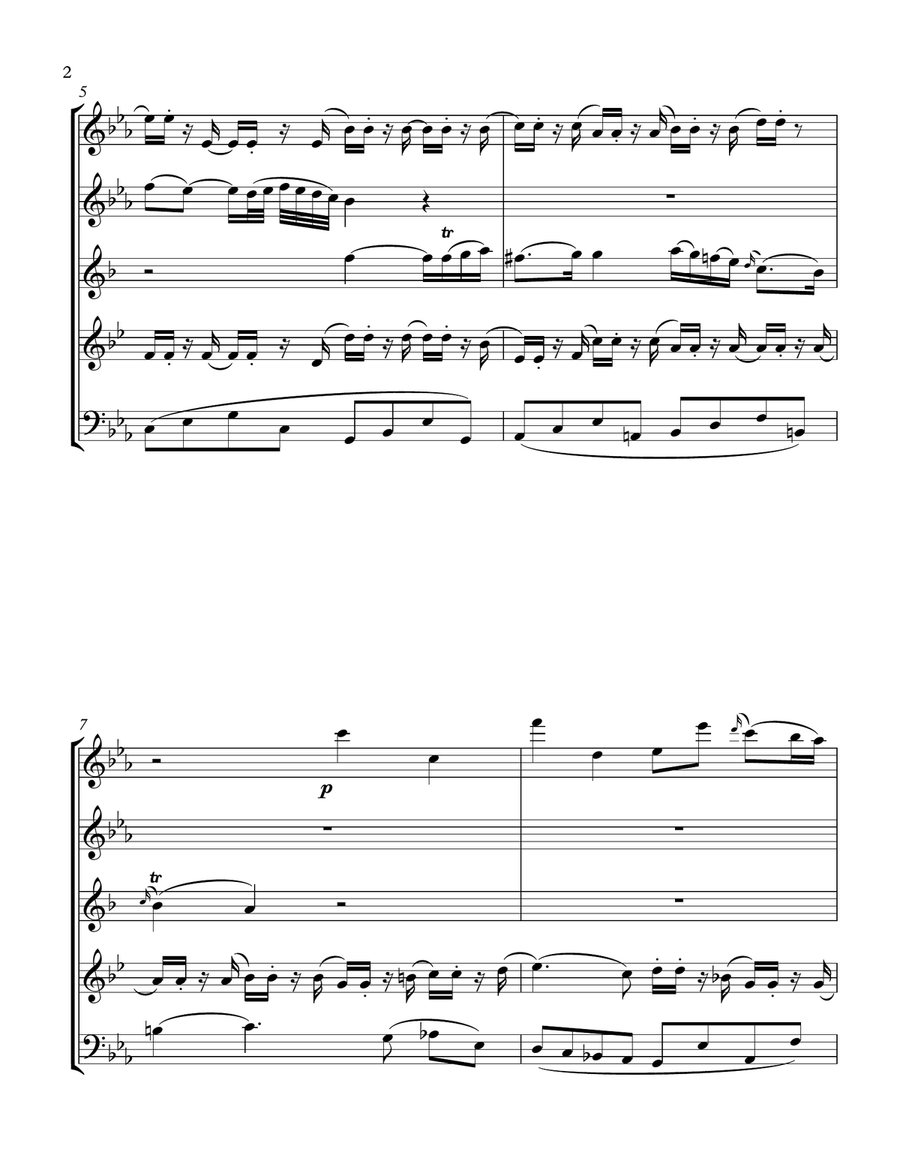 Adagio from Serenade in Bb Major, K.361 (Gran Partita) arranged for Wind Quintet Woodwind Quintet scores gallery preview page 2