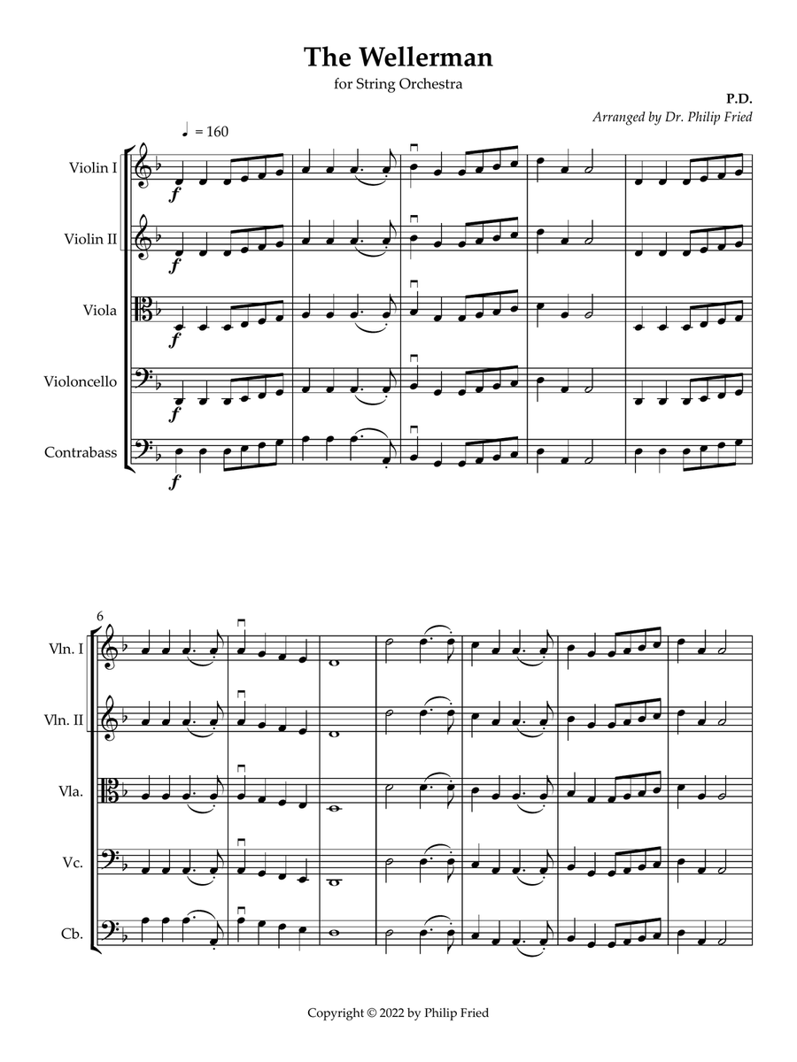 Book cover for The Wellerman for easy string Orchestra with optional solos