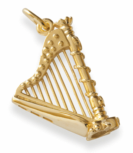 Gold-plated pendant : harp