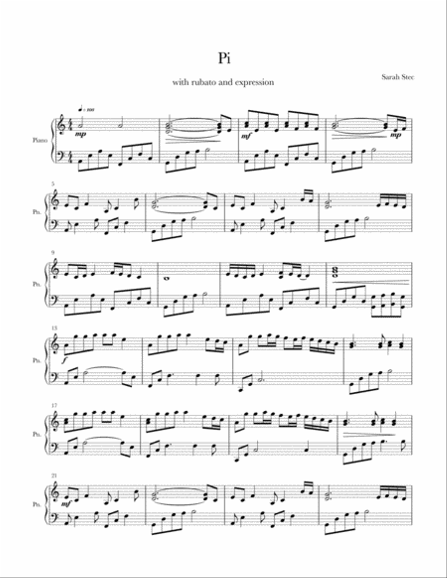 Pi Piano Solo scores gallery preview page 1