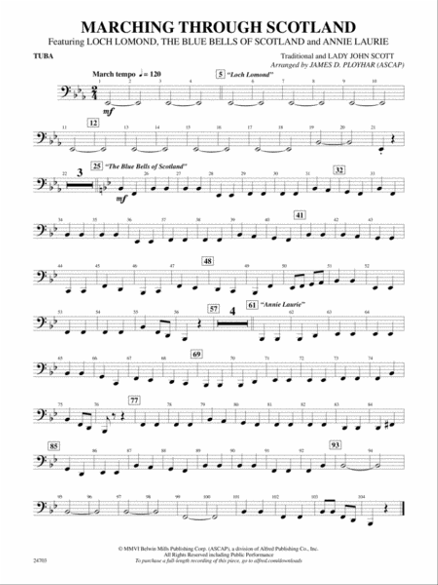 Marching Through Scotland: Tuba Concert Band scores gallery preview page 1