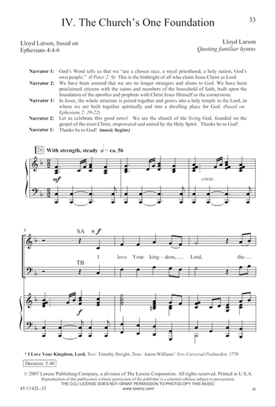 The Church's One Foundation 4-Part scores gallery preview page 35