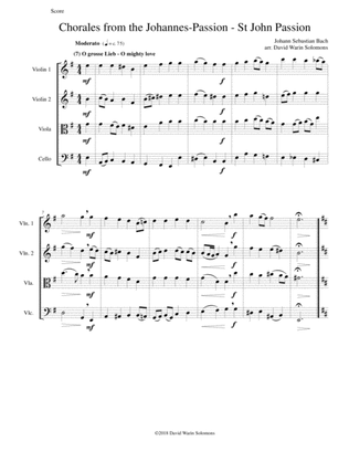 Book cover for Chorales from the Johannes-Passion (St John Passion) for string quartet