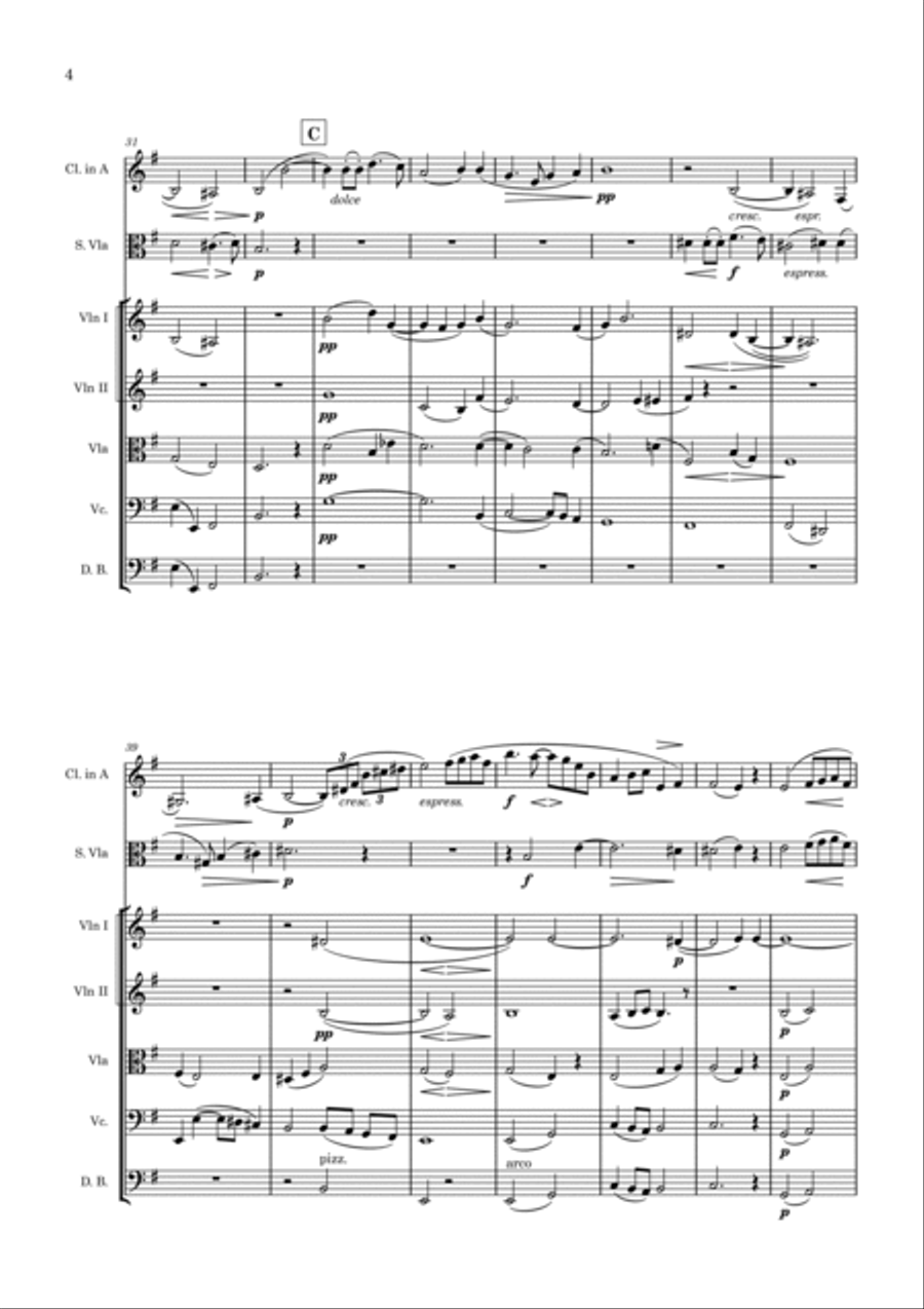 Double Concerto in e minor, Op 88, for clarinet (or violin), viola and string quartet Clarinet scores gallery preview page 6