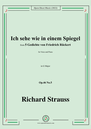 Book cover for Richard Strauss-Ich sehe wie in einem Spiegel,in G Major,Op.46 No.5