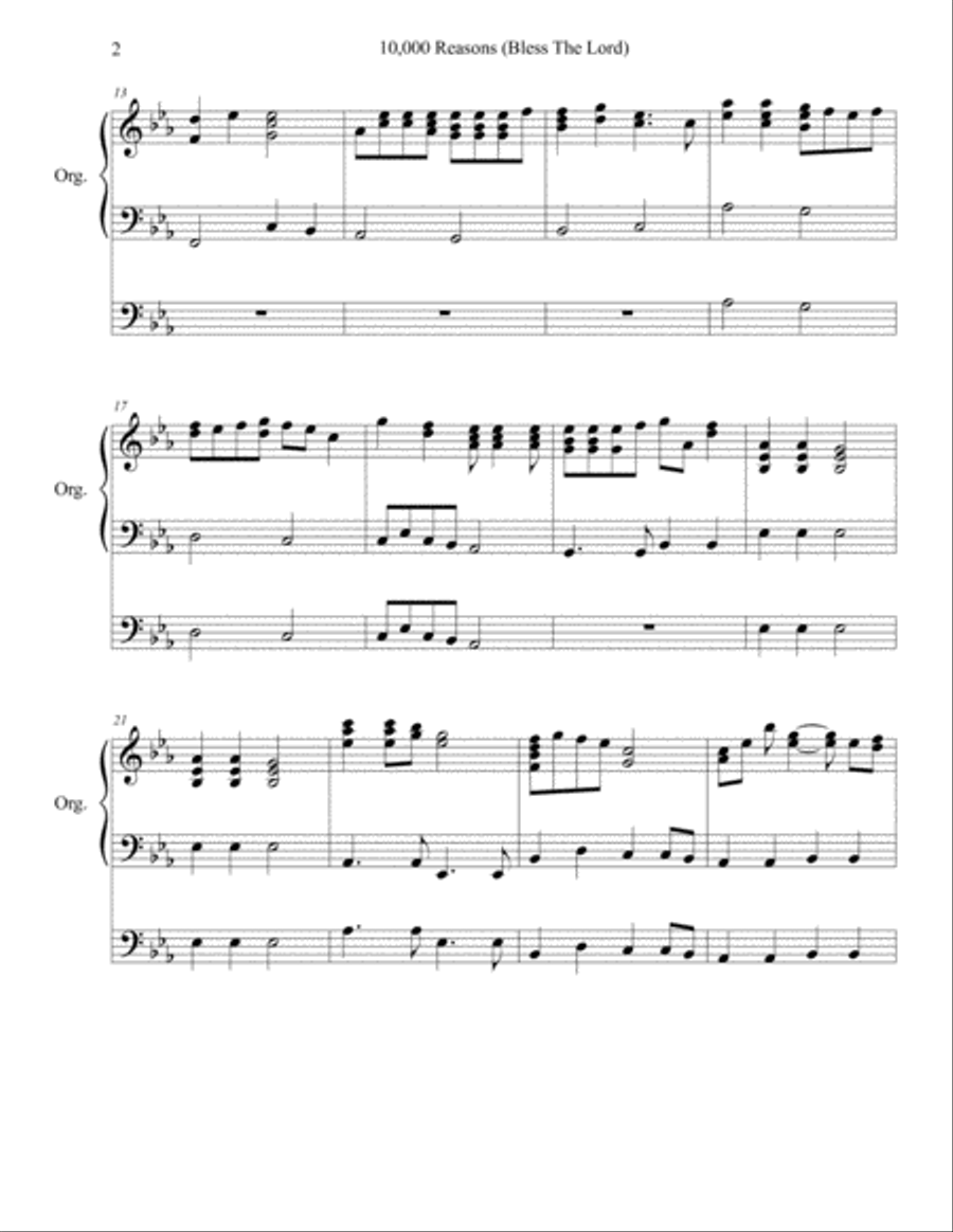 10,000 Reasons (Bless The Lord) Piano Solo scores gallery preview page 2