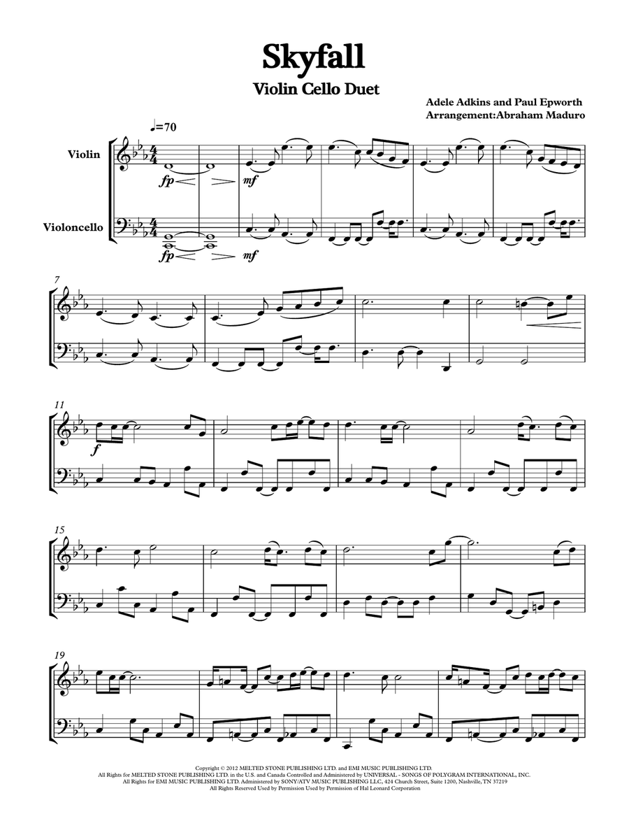 Skyfall String Duet scores gallery preview page 1
