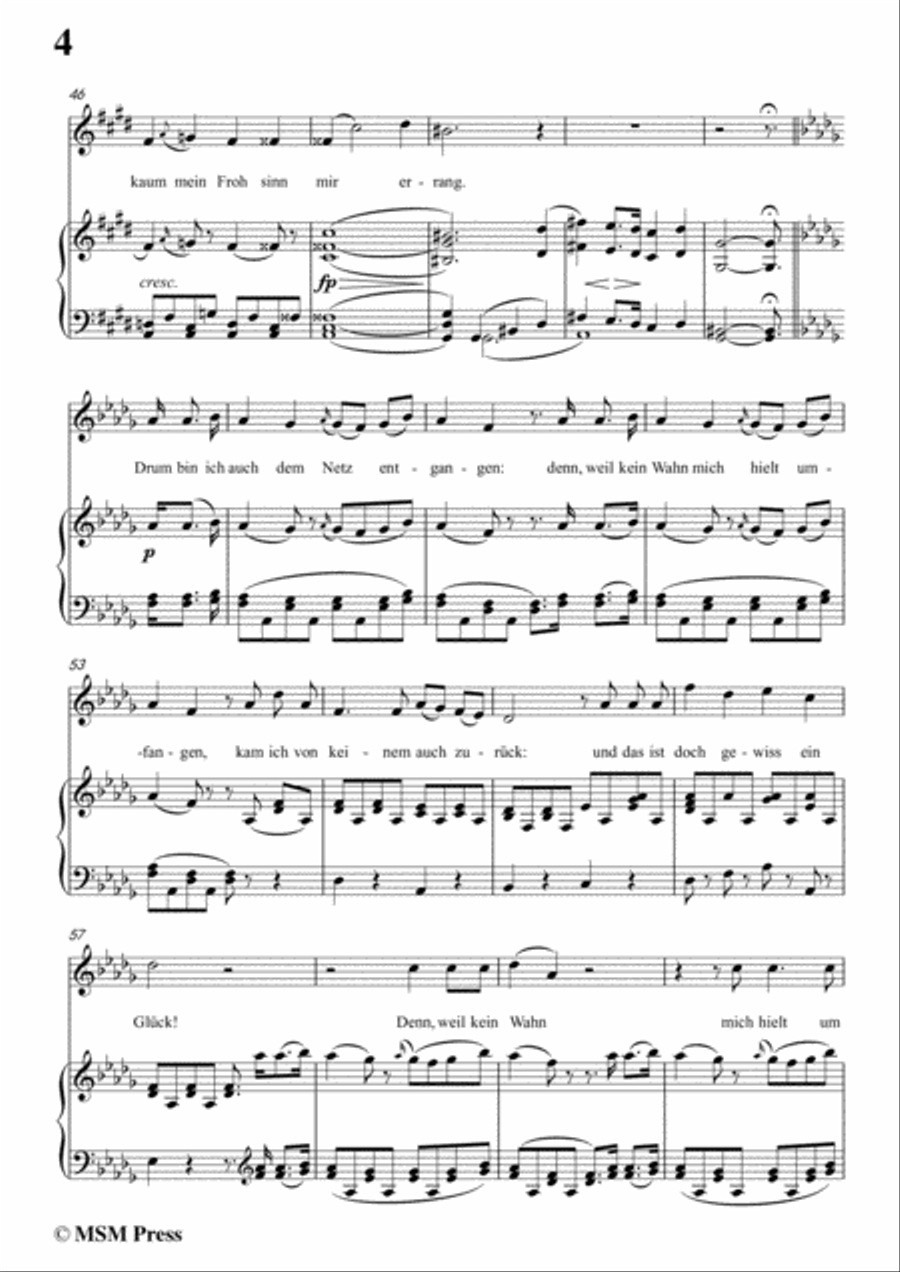 Schubert-Irdisches Glück,Op.95 No.4,in c sharp minor,for Voice&Piano Voice scores gallery preview page 6