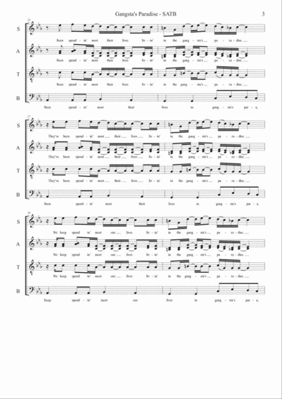 Gangsta's Paradise 4-Part scores gallery preview page 3