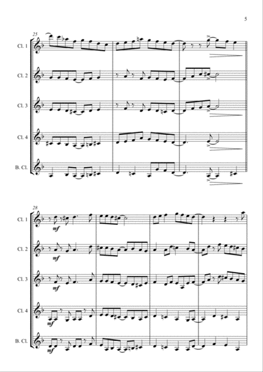 Coventry Carol - Jazz Arrangement - Clarinet Choir Clarinet Choir scores gallery preview page 5
