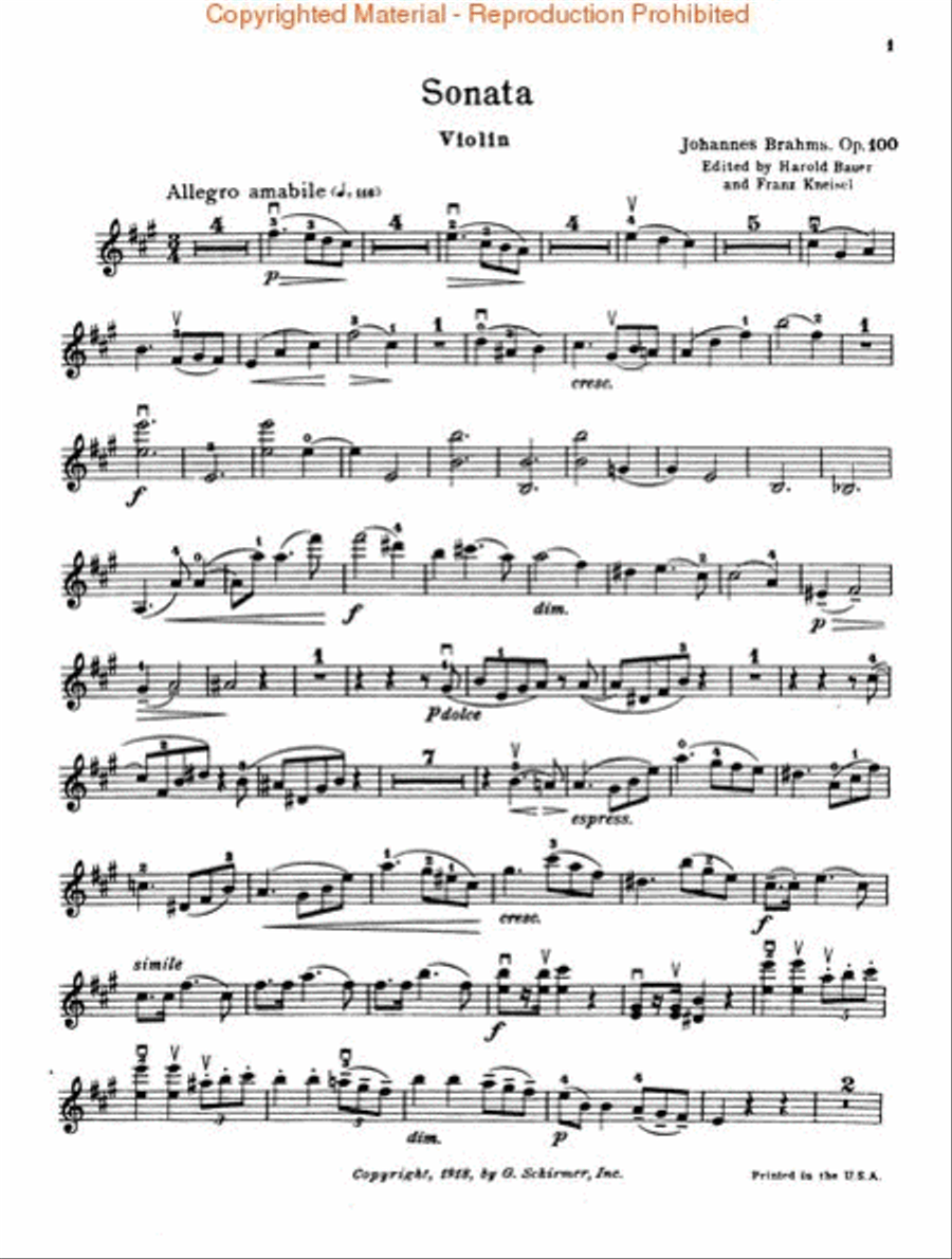 Sonata in A Major, Op. 100 Violin Solo scores gallery preview page 4