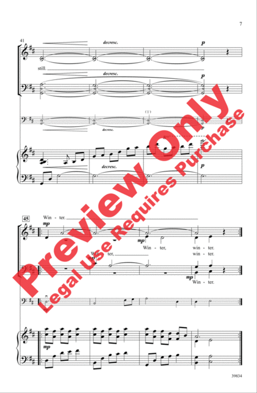 Under Winter Moon 4-Part scores gallery preview page 7